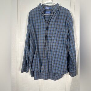Pendleton Black and Blue Plaid Button Down Shirt Size XL EUC